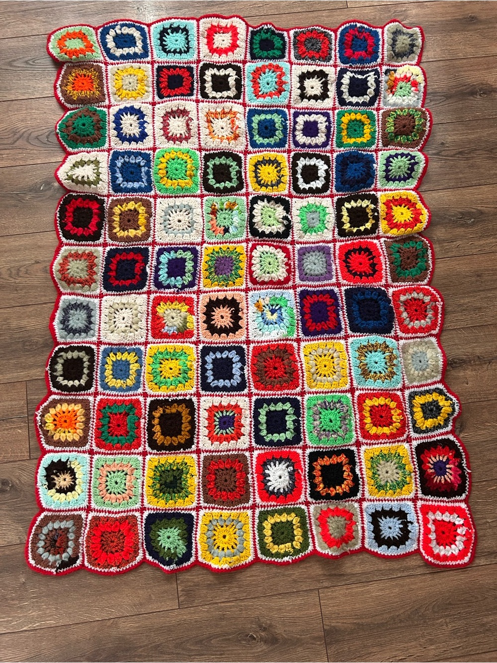 Handmade Multicolor Crochet Granny Square Throw Blanket 57x41